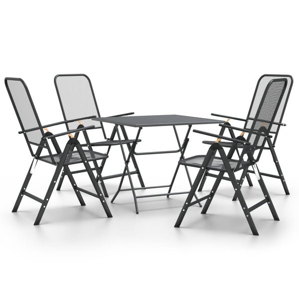 5 Piece Patio Dining Set Expanded Metal Mesh Anthracite