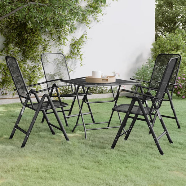 5 Piece Patio Dining Set Expanded Metal Mesh Anthracite