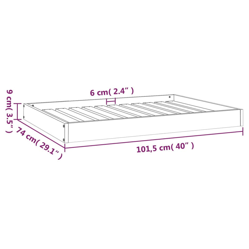 Dog Bed 40"x29.1"x3.5" Solid Wood Pine