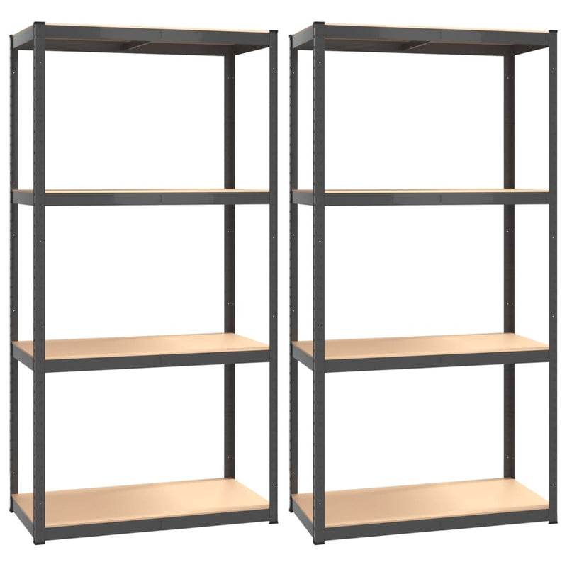 4-Layer Shelves 2 pcs Anthracite Steel&Engineered Wood