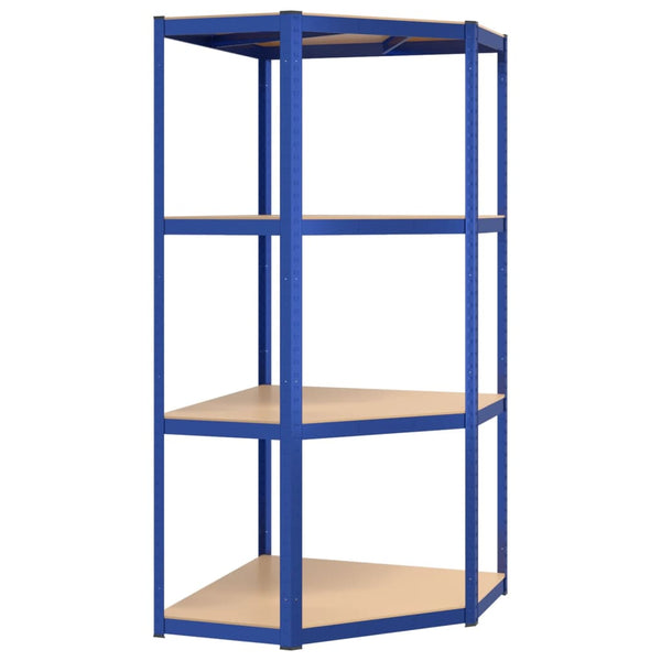 4-Layer Corner Shelf Blue Steel&Engineered Wood