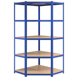 5-Layer Corner Shelf Blue Steel&Engineered Wood