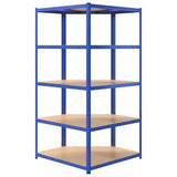 5-Layer Corner Shelf Blue Steel&Engineered Wood