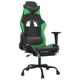 Massage Gaming Chair with Footrest Black&Green Faux Leather