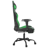 Massage Gaming Chair with Footrest Black&Green Faux Leather