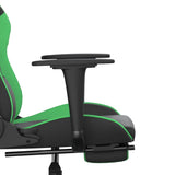 Massage Gaming Chair with Footrest Black&Green Faux Leather