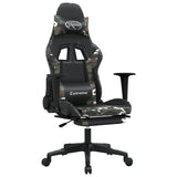 Massage Gaming Chair with Footrest Black&Camouflage Faux Leather