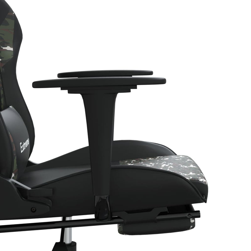 Massage Gaming Chair with Footrest Black&Camouflage Faux Leather