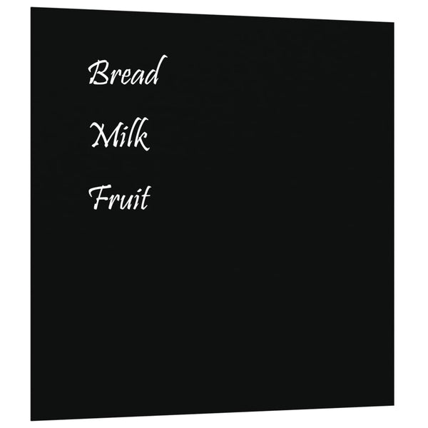 Wall-mounted Magnetic Board Black 23.6"x23.6" Tempered Glass