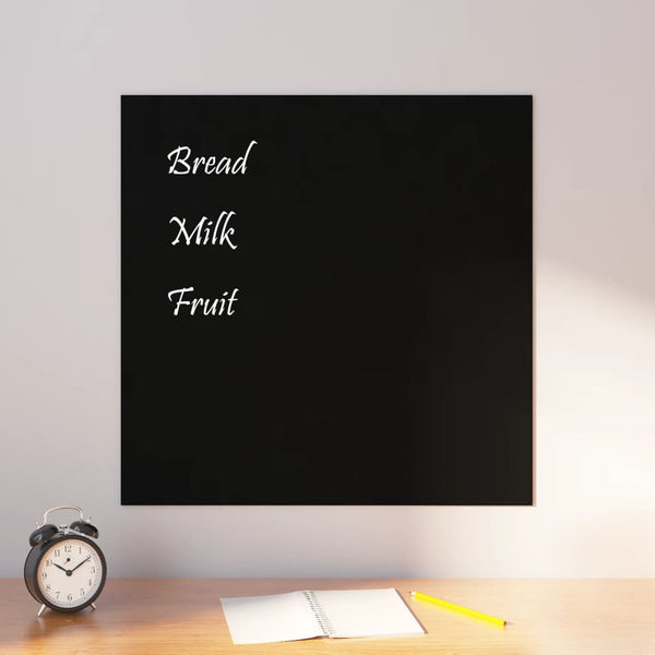 Wall-mounted Magnetic Board Black 23.6"x23.6" Tempered Glass