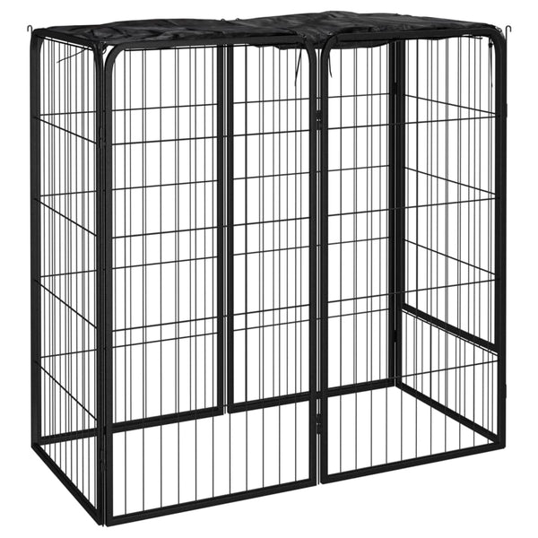 Dog Playpen 6 Panels Black 19.7"x39.4" Powder-coated Steel