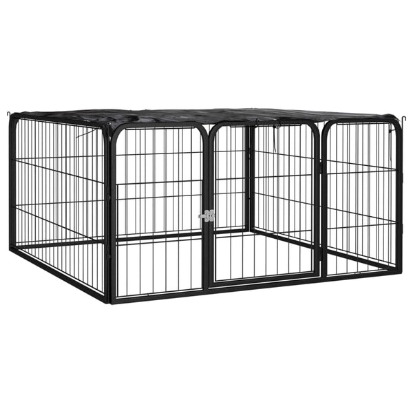 Dog Playpen 4 Panels Black 39.4"x19.7" Powder-coated Steel