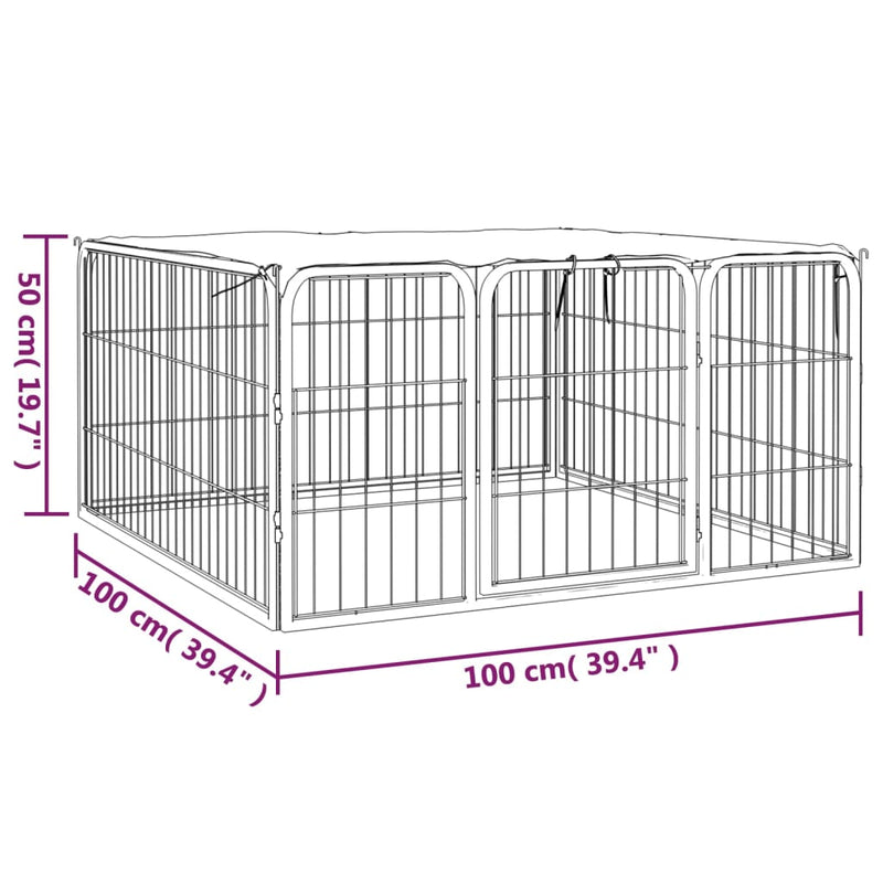 Dog Playpen 4 Panels Black 39.4"x19.7" Powder-coated Steel