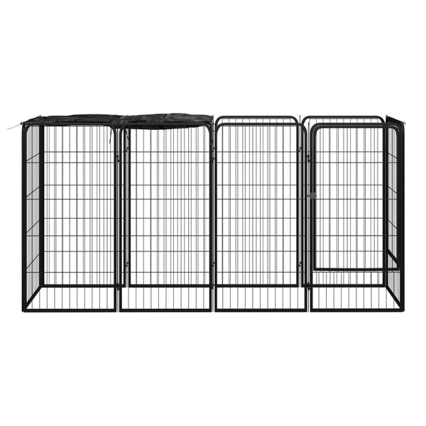 10-Panel Dog Playpen Black 19.7"x39.4" Powder-coated Steel