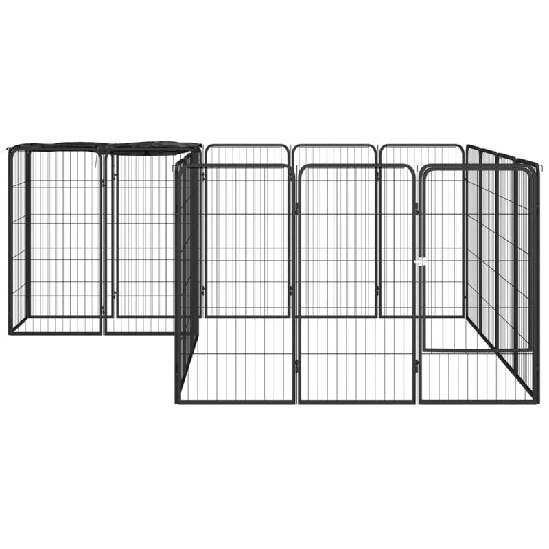 18-Panel Dog Playpen Black 19.7"x39.4" Powder-coated Steel