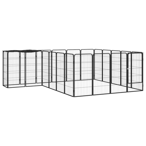 22-Panel Dog Playpen Black 19.7"x39.4" Powder-coated Steel