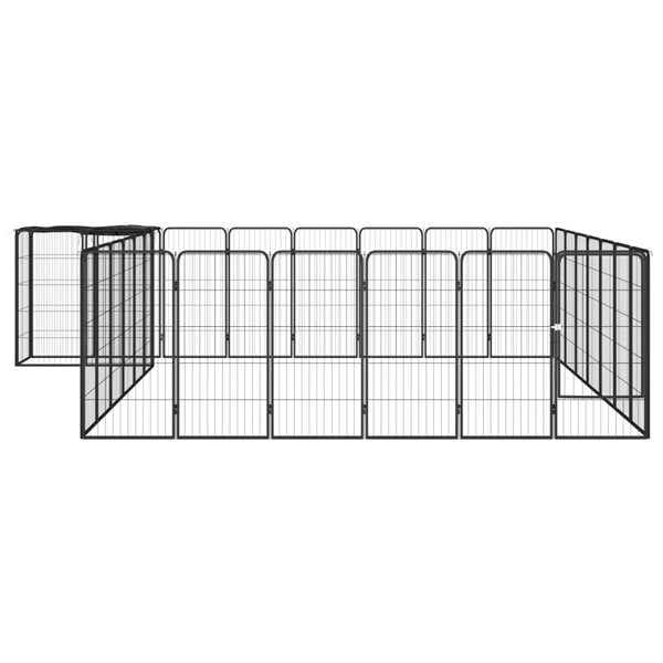 30-Panel Dog Playpen Black 19.7"x39.4" Powder-coated Steel