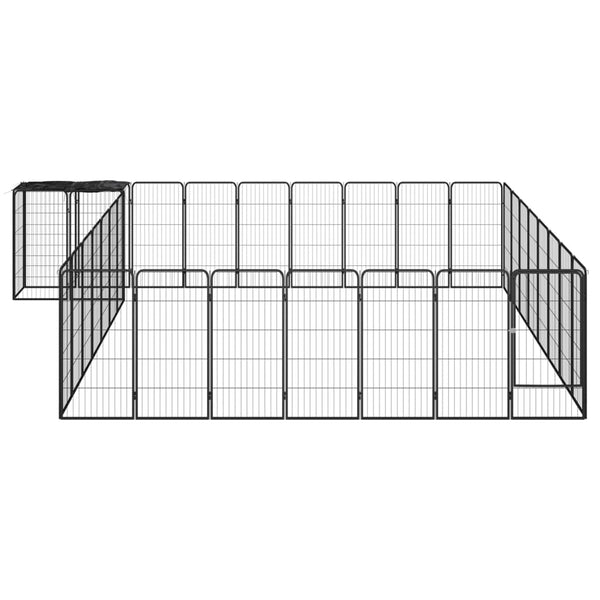 34-Panel Dog Playpen Black 19.7"x39.4" Powder-coated Steel