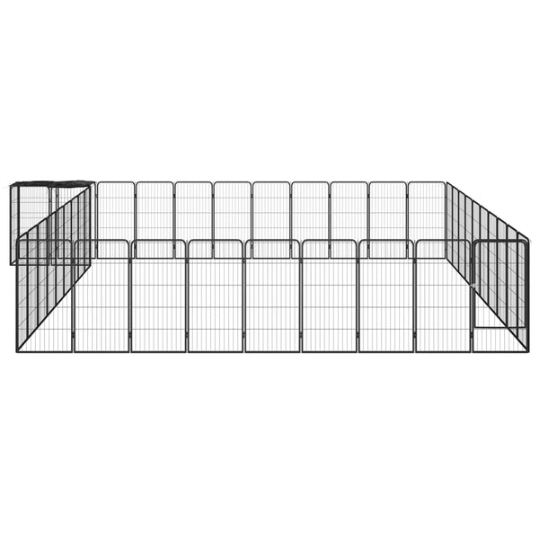 42-Panel Dog Playpen Black 19.7"x39.4" Powder-coated Steel