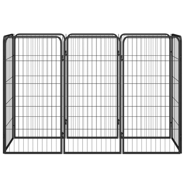 8-Panel Dog Playpen Black 19.7"x39.4" Powder-coated Steel