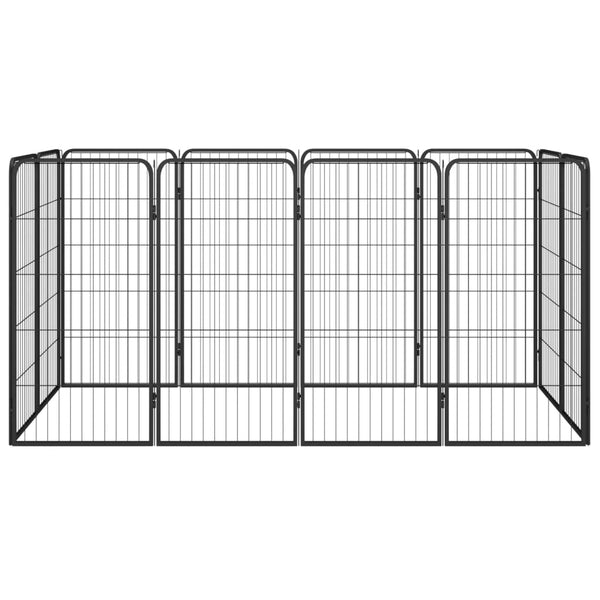 12-Panel Dog Playpen Black 19.7"x39.4" Powder-coated Steel