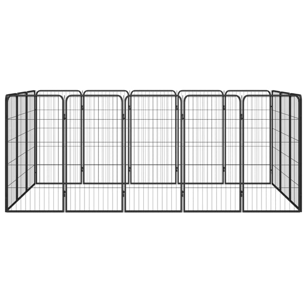 16-Panel Dog Playpen Black 19.7"x39.4" Powder-coated Steel