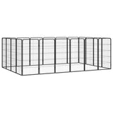 20-Panel Dog Playpen Black 19.7"x39.4" Powder-coated Steel