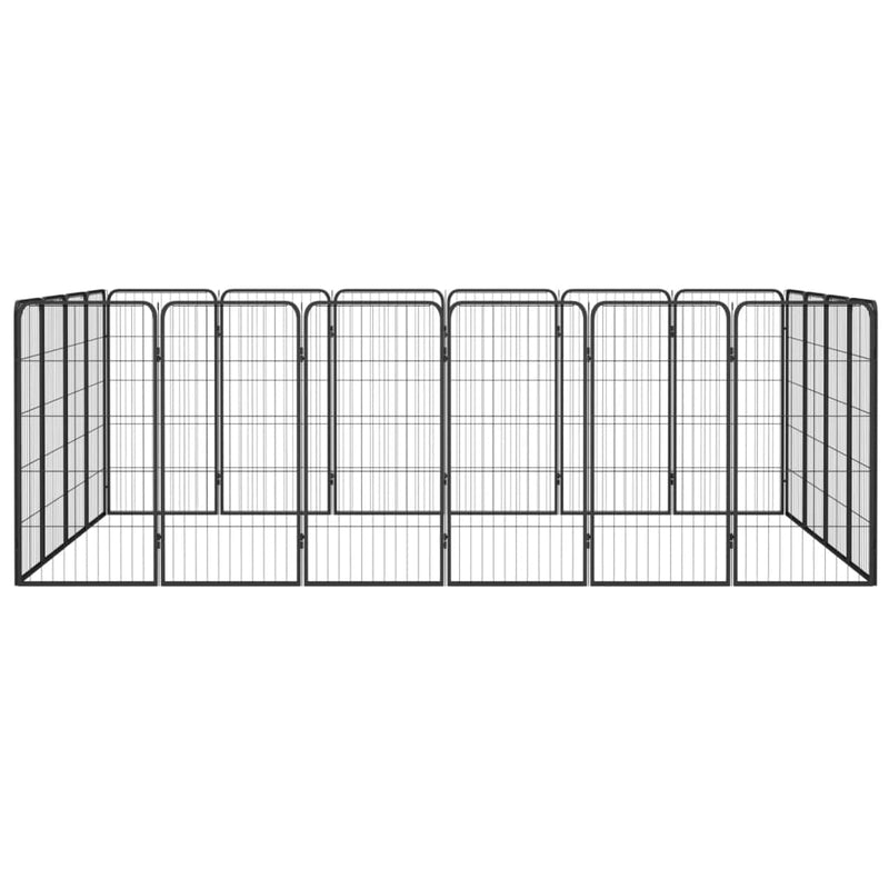 20-Panel Dog Playpen Black 19.7"x39.4" Powder-coated Steel