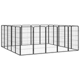 20-Panel Dog Playpen Black 19.7"x39.4" Powder-coated Steel