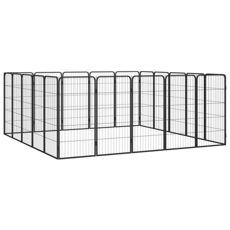 20-Panel Dog Playpen Black 19.7"x39.4" Powder-coated Steel