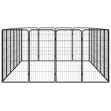 20-Panel Dog Playpen Black 19.7"x39.4" Powder-coated Steel