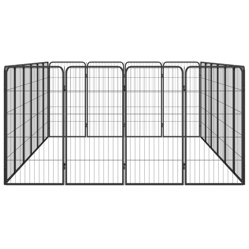 20-Panel Dog Playpen Black 19.7"x39.4" Powder-coated Steel