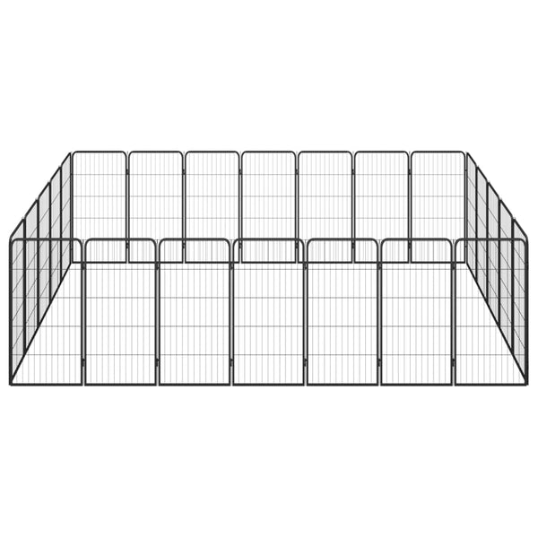 24-Panel Dog Playpen Black 19.7"x39.4" Powder-coated Steel