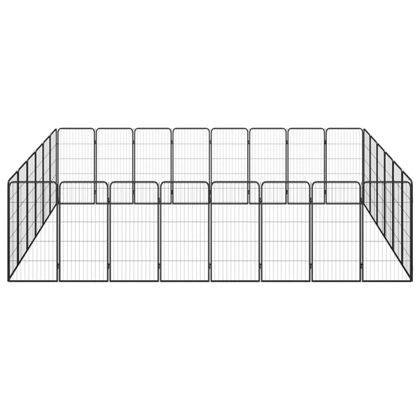 28-Panel Dog Playpen Black 19.7"x39.4" Powder-coated Steel