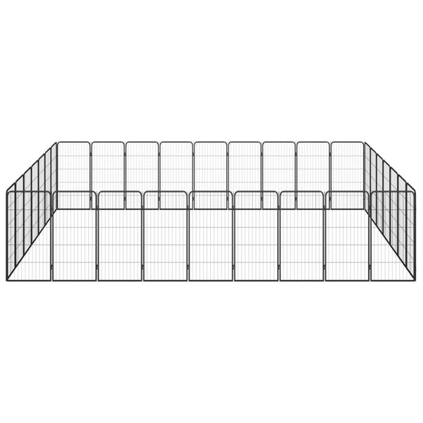 32-Panel Dog Playpen Black 19.7"x39.4" Powder-coated Steel