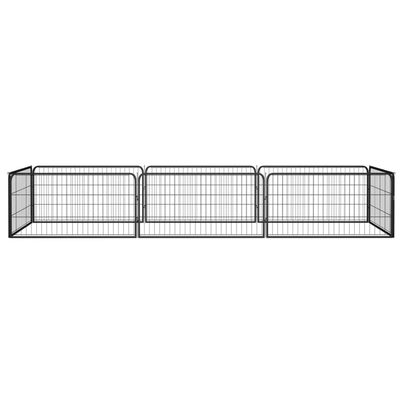 8-Panel Dog Playpen Black 39.4"x19.7" Powder-coated Steel