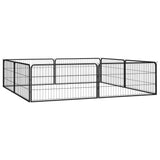 8-Panel Dog Playpen Black 39.4"x19.7" Powder-coated Steel