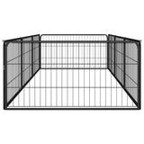 8-Panel Dog Playpen Black 39.4"x19.7" Powder-coated Steel