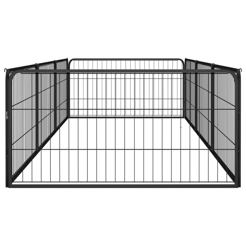 8-Panel Dog Playpen Black 39.4"x19.7" Powder-coated Steel