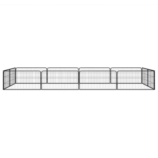 12-Panel Dog Playpen Black 39.4"x19.7" Powder-coated Steel