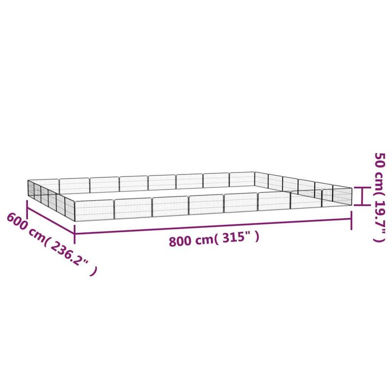 28-Panel Dog Playpen Black 39.4"x19.7" Powder-coated Steel