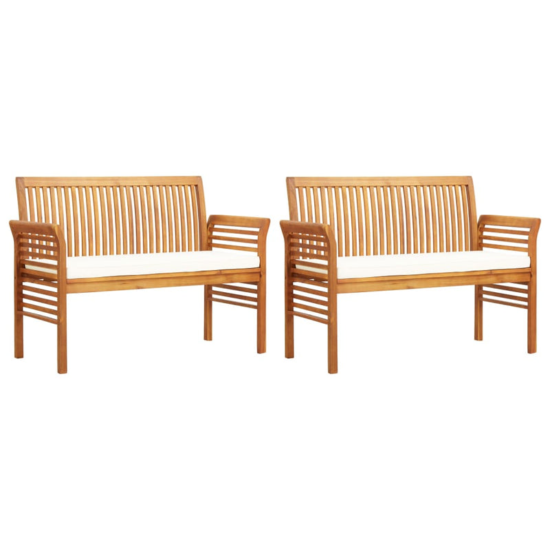 3 Piece Patio Dining Set with Cushions Solid Wood Acacia