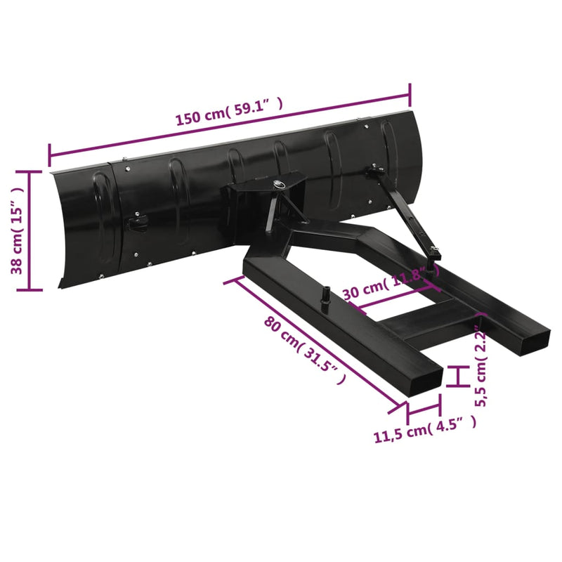 Snow Plough for Forklift 59.1"x15" Black