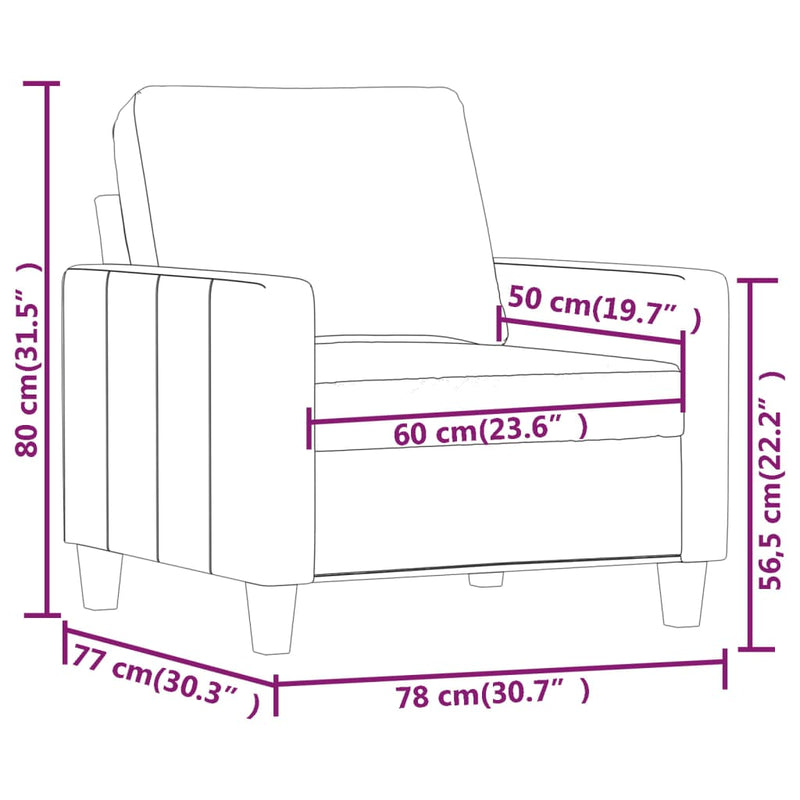 Sofa Chair Cappuccino 23.6" Faux Leather