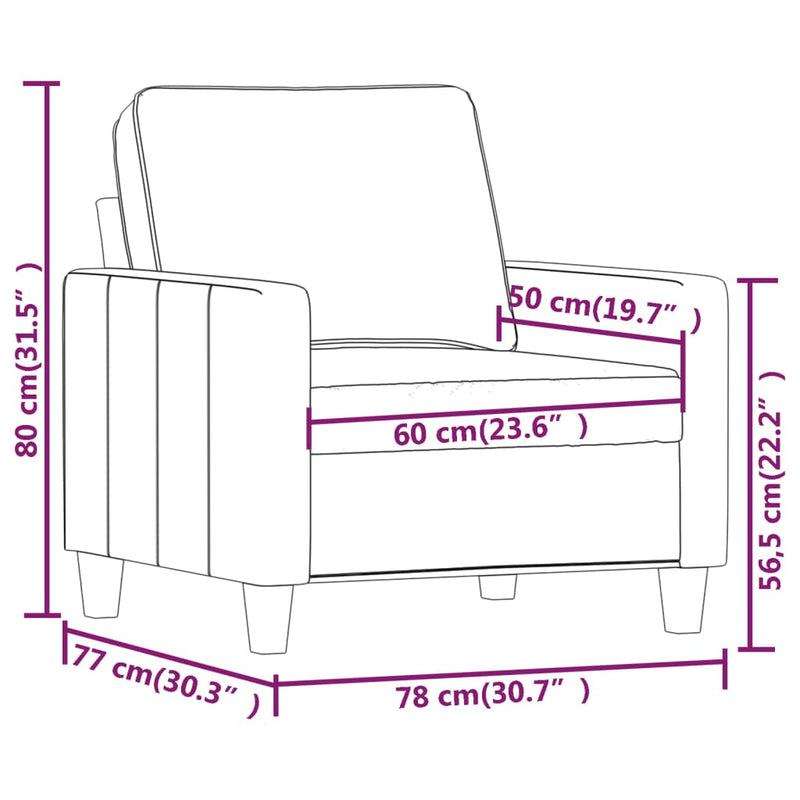 Sofa Chair Light Gray 23.6" Fabric