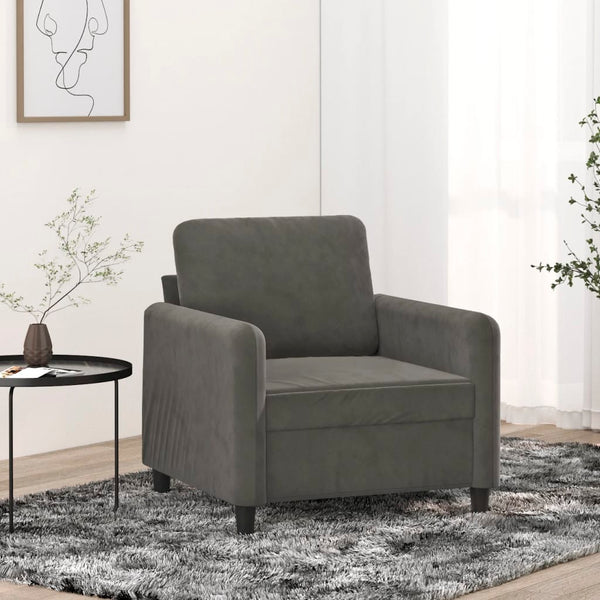 Sofa Chair Dark Gray 23.6" Velvet