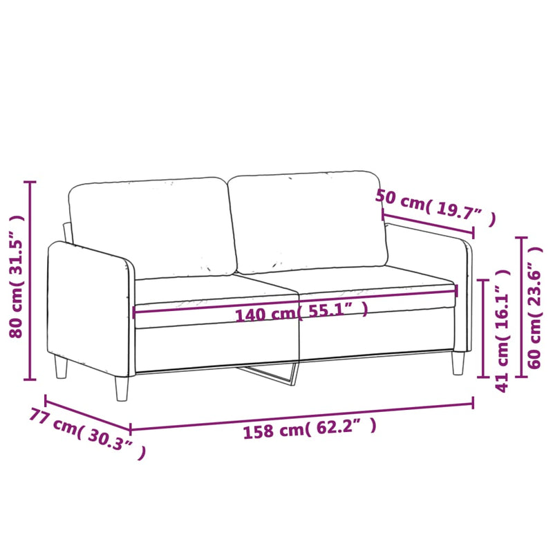 2-Seater Sofa Dark Gray 55.1" Velvet