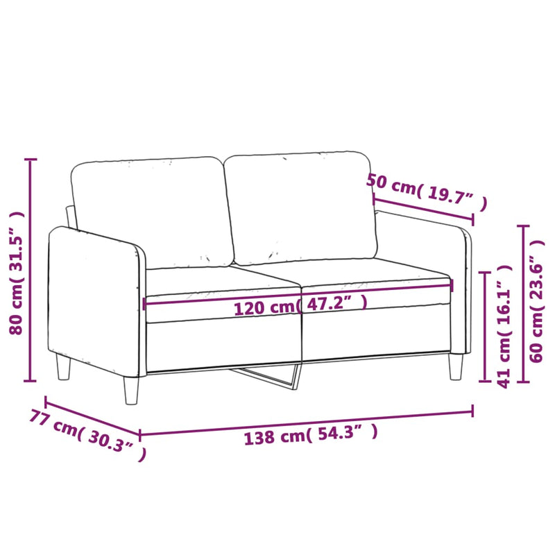 2-Seater Sofa Dark Gray 47.2" Fabric