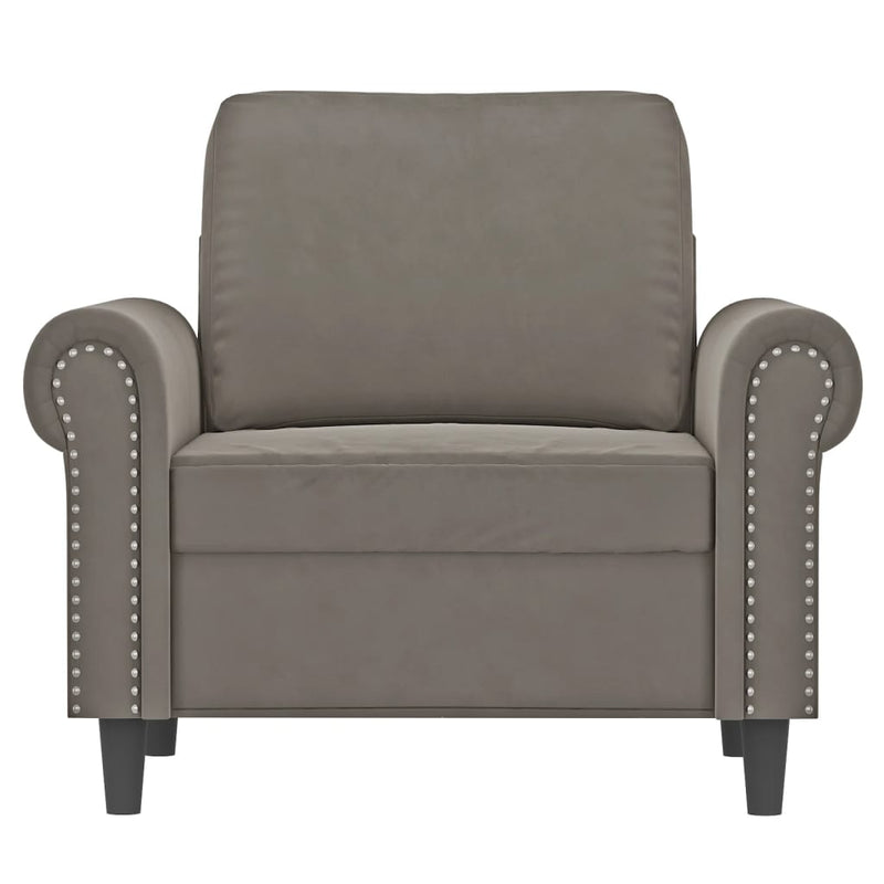 Sofa Chair Light Gray 23.6" Velvet