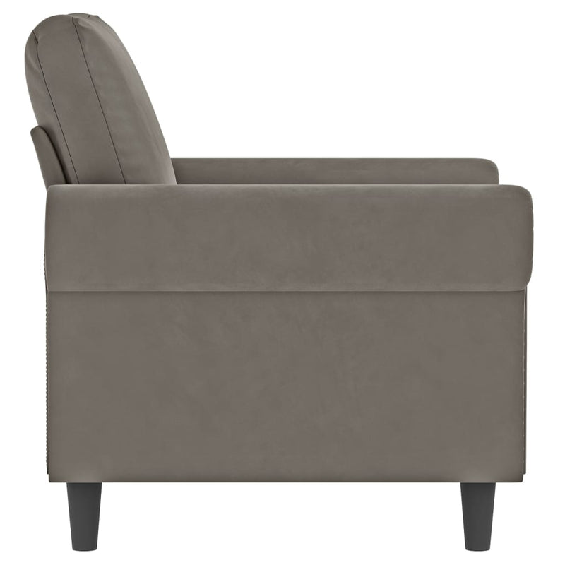 Sofa Chair Light Gray 23.6" Velvet